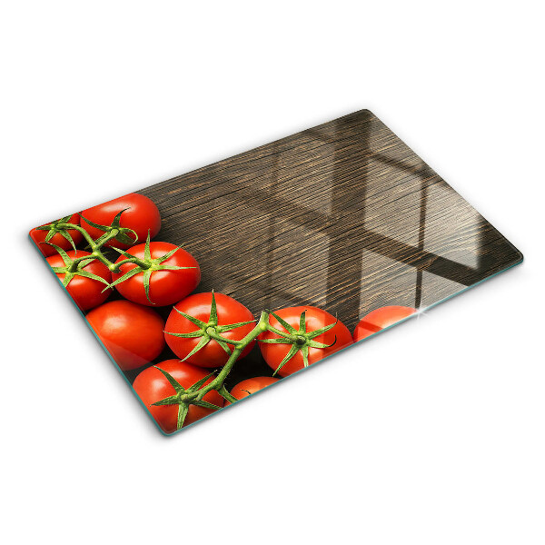 Tagliere in vetro Pomodori su sfondo di legno