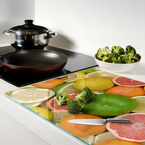 Tagliere in vetro temperato con decorazione a motivo di frutti agrumati