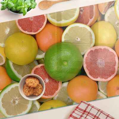 Tagliere in vetro temperato con decorazione a motivo di frutti agrumati