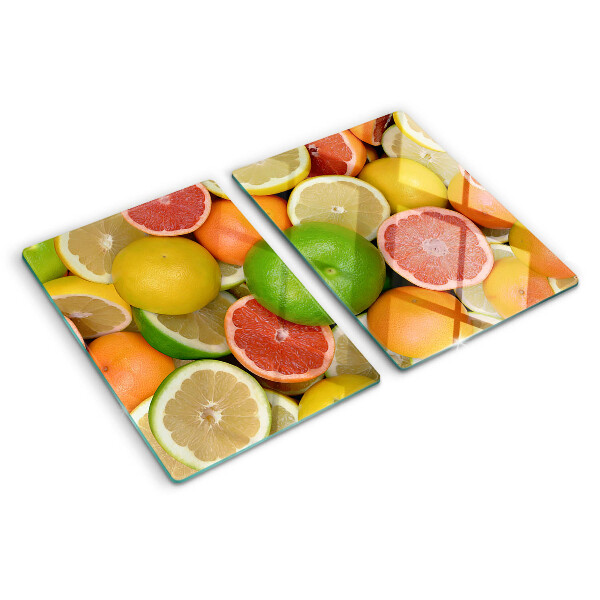 Tagliere in vetro temperato con decorazione a motivo di frutti agrumati