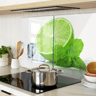 Tagliere in vetro temperato con decorazione a lime, menta e ghiaccio