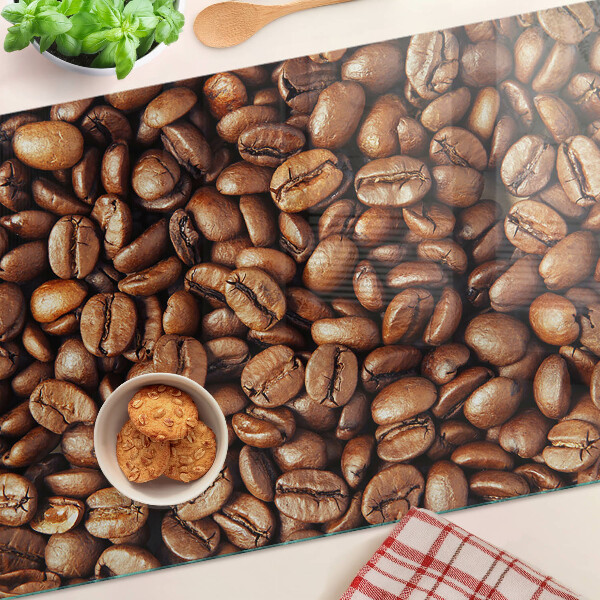 Tagliere in vetro con motivo a chicchi di caffè