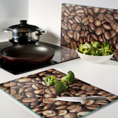 Tagliere in vetro con motivo a chicchi di caffè