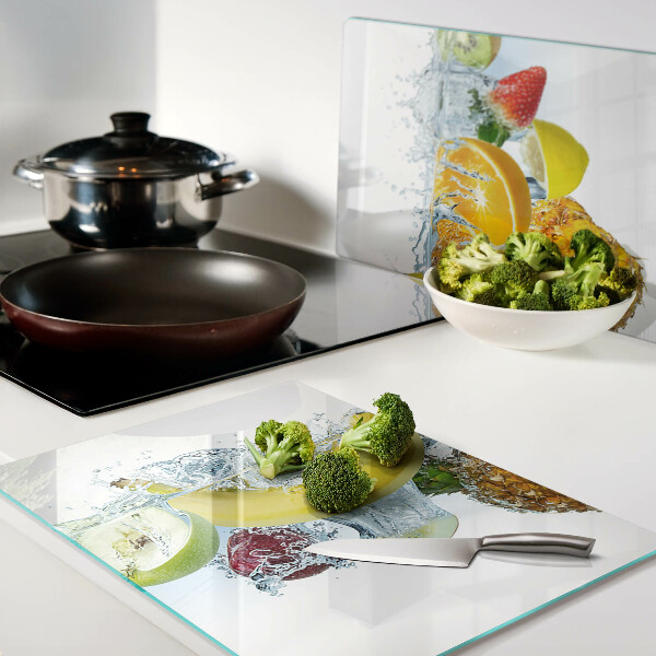 Tagliere in vetro temperato con motivo frutta immersa in acqua