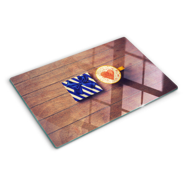 Tagliere in vetro temperato Regalo con cuore sulla tazza