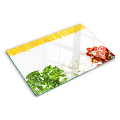Tagliere in vetro temperato Pasta con erbe e pomodori