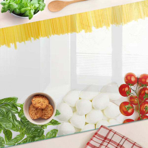 Tagliere in vetro temperato Pasta con erbe e pomodori