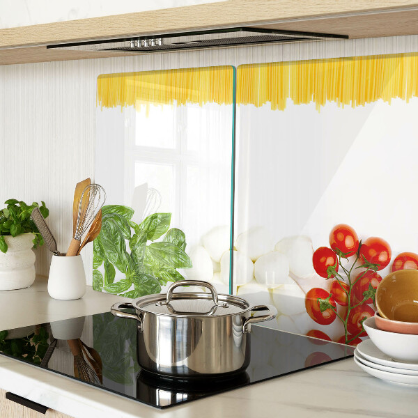 Tagliere in vetro temperato con motivo pasta con erbe e pomodori