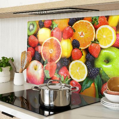 Tagliere in vetro con stampa di frutta tropicale e bacche