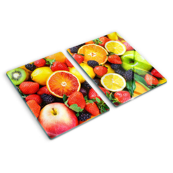 Tagliere in vetro con stampa di frutta tropicale e bacche