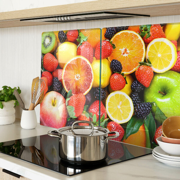 Tagliere in vetro con stampa di frutta tropicale e bacche