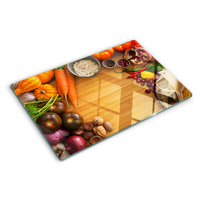 Tagliere in vetro con motivo di verdura e frutta