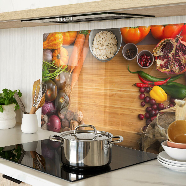 Tagliere in vetro con motivo di verdura e frutta