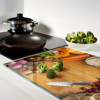 Tagliere in vetro con motivo di verdura e frutta