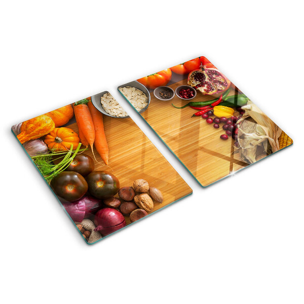 Tagliere in vetro con motivo di verdura e frutta