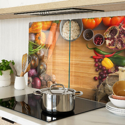 Tagliere in vetro con motivo di verdura e frutta