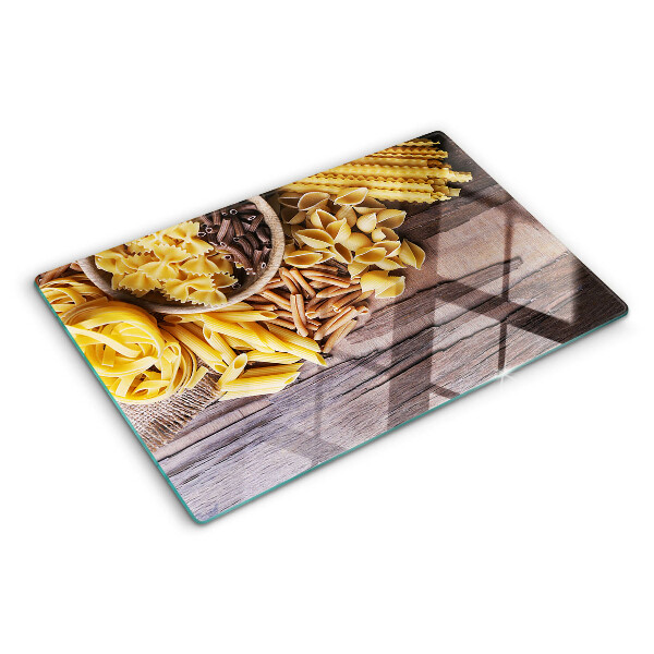 Tagliere in vetro temperato Pasta e accenti di legno