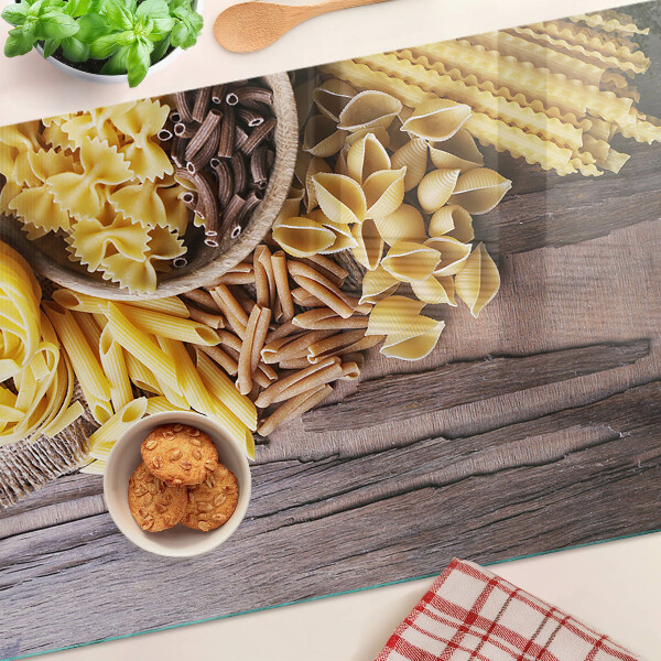 Tagliere in vetro temperato Pasta e accenti di legno