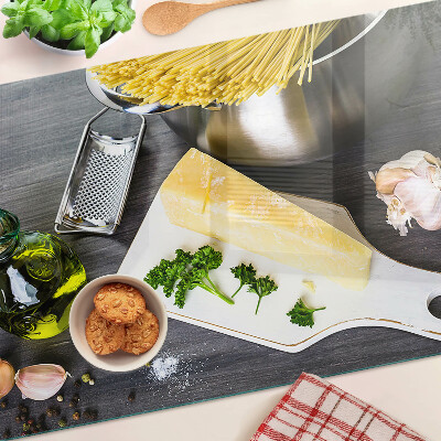 Tagliere in vetro accessori da cucina e ingredienti per la preparazione e il servizio