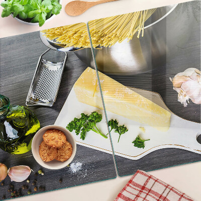 Tagliere in vetro accessori da cucina e ingredienti per la preparazione e il servizio