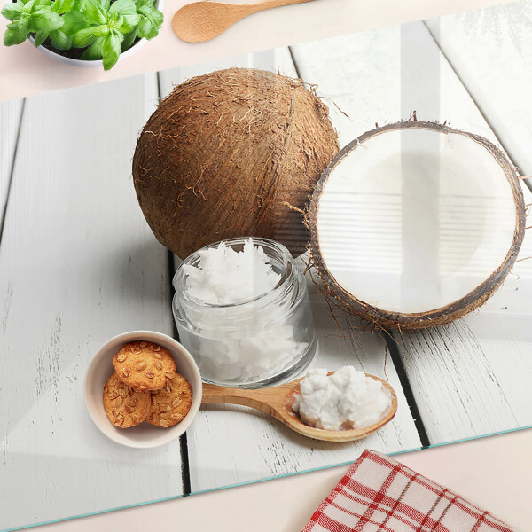 Tagliere in vetro temperato con motivo a cocco e derivati