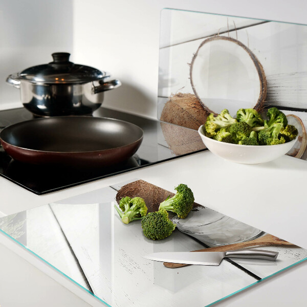 Tagliere in vetro temperato con motivo a cocco e derivati