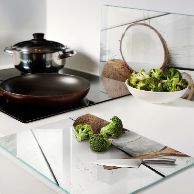 Tagliere in vetro temperato con motivo a cocco e derivati