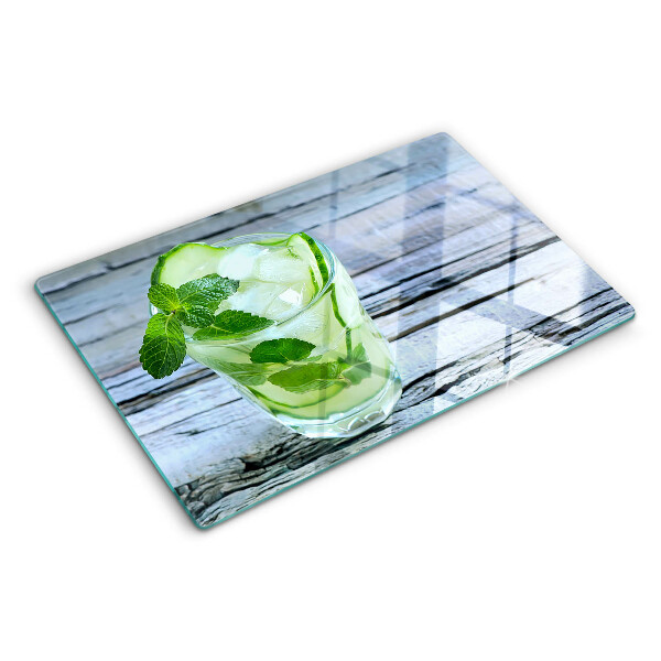 Tagliere in vetro temperato con motivo cocktail rinfrescante alla menta