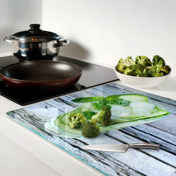 Tagliere in vetro temperato con motivo cocktail rinfrescante alla menta