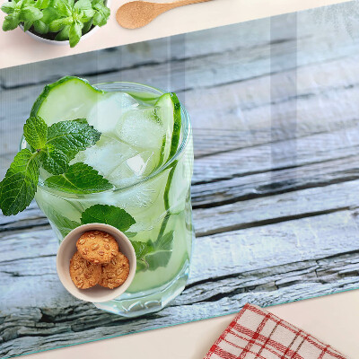 Tagliere in vetro temperato con motivo cocktail rinfrescante alla menta