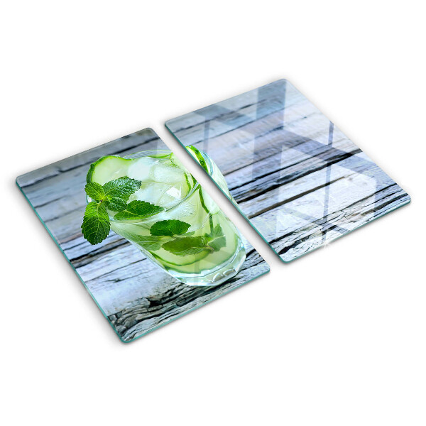Tagliere in vetro temperato con motivo cocktail rinfrescante alla menta