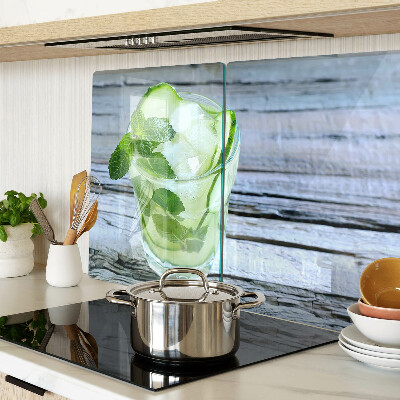 Tagliere in vetro temperato con motivo cocktail rinfrescante alla menta