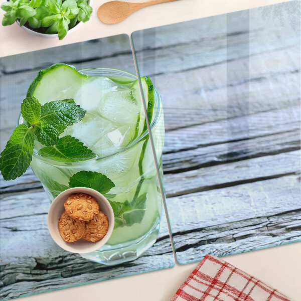Tagliere in vetro temperato Cocktail rinfrescante con menta