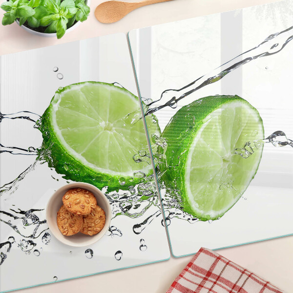 Tagliere in vetro temperato con decorazione a limoni sull'acqua