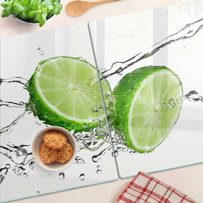 Tagliere in vetro temperato con decorazione a limoni sull'acqua