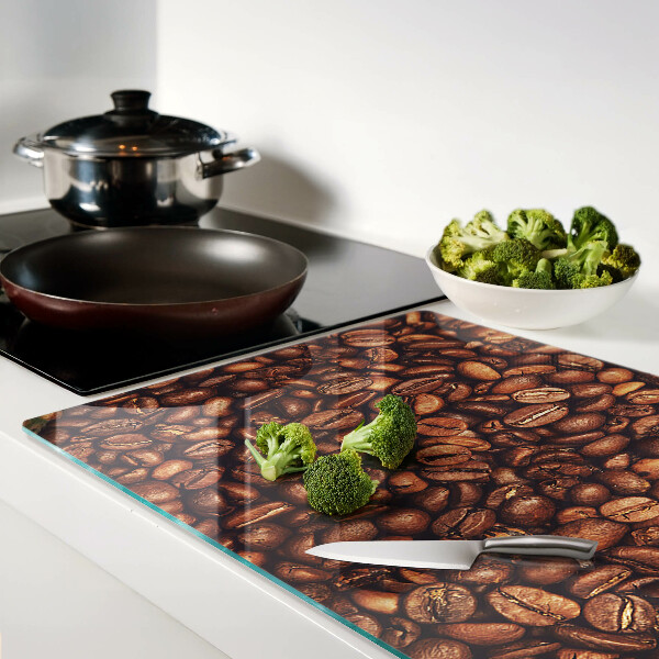 Tagliere in vetro con decoro a chicchi di caffè