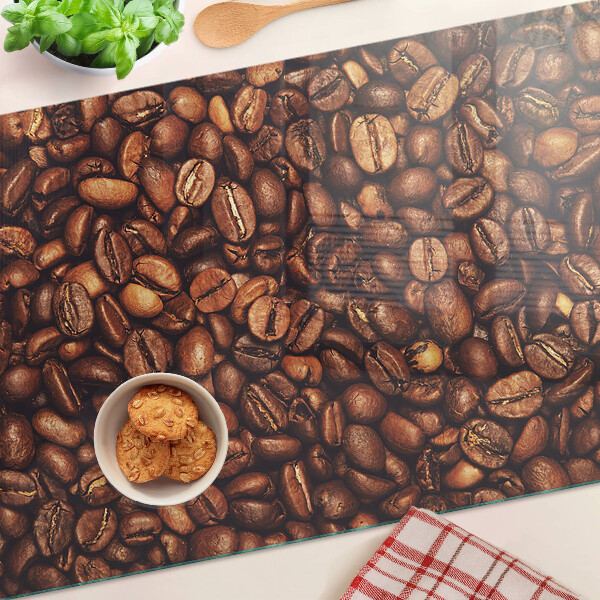 Tagliere in vetro con decoro a chicchi di caffè