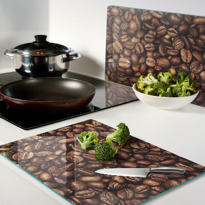 Tagliere in vetro con decoro a chicchi di caffè