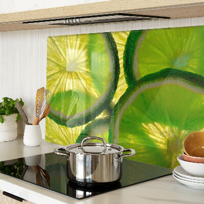 Tagliere in vetro temperato con stampa di fette di lime su sfondo verde