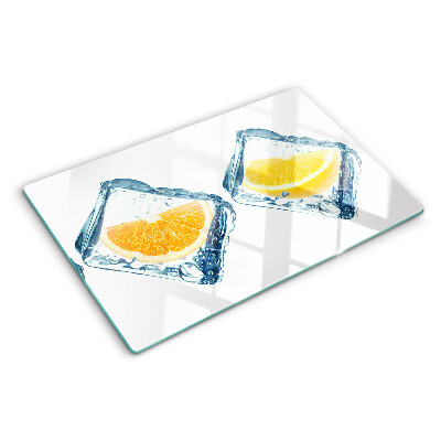 Tagliere in vetro con decoro a frutta congelata