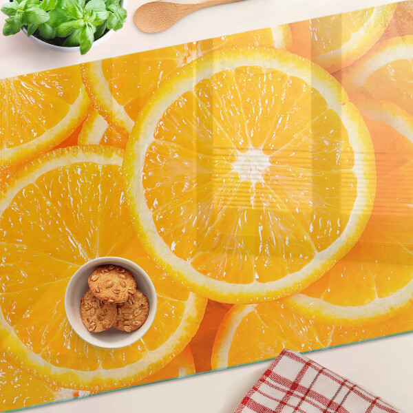 Tagliere in vetro temperato con stampa a fette d'arancia