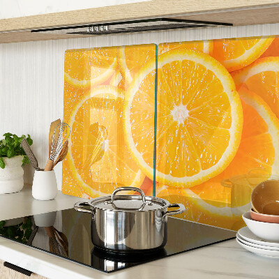 Tagliere in vetro temperato con stampa a fette d'arancia