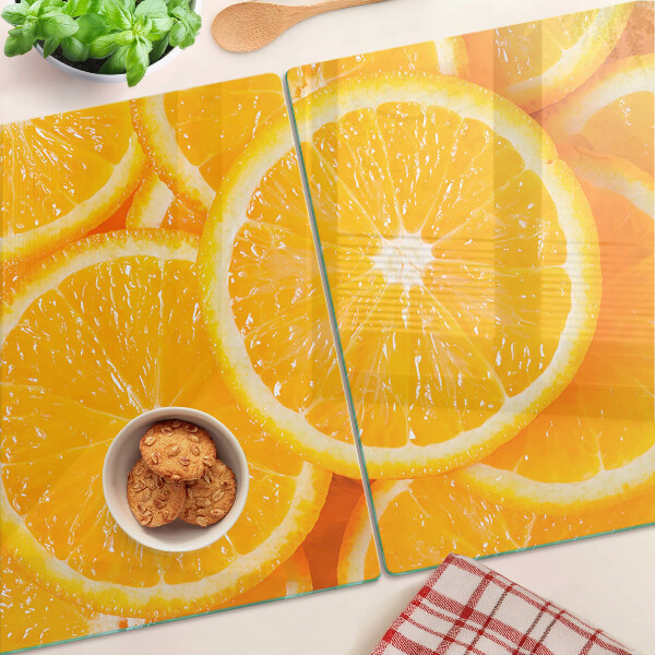 Tagliere in vetro temperato con stampa a fette d'arancia