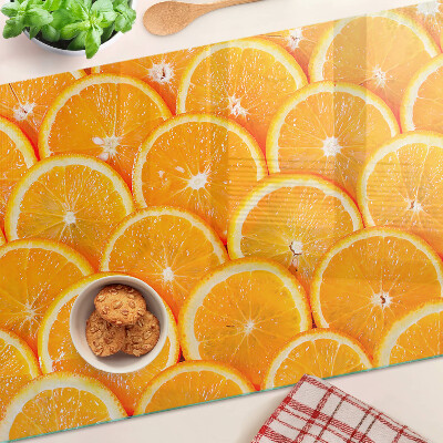 Tagliere in vetro con stampa di fette d'arancia