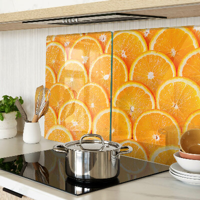 Tagliere in vetro con stampa di fette d'arancia