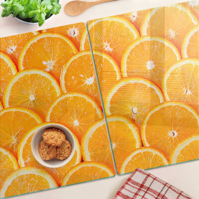 Tagliere in vetro con stampa di fette d'arancia