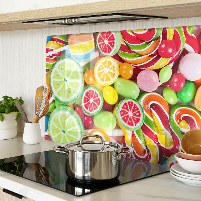 Tagliere in vetro temperato con motivo di dolci caramelle e frutta