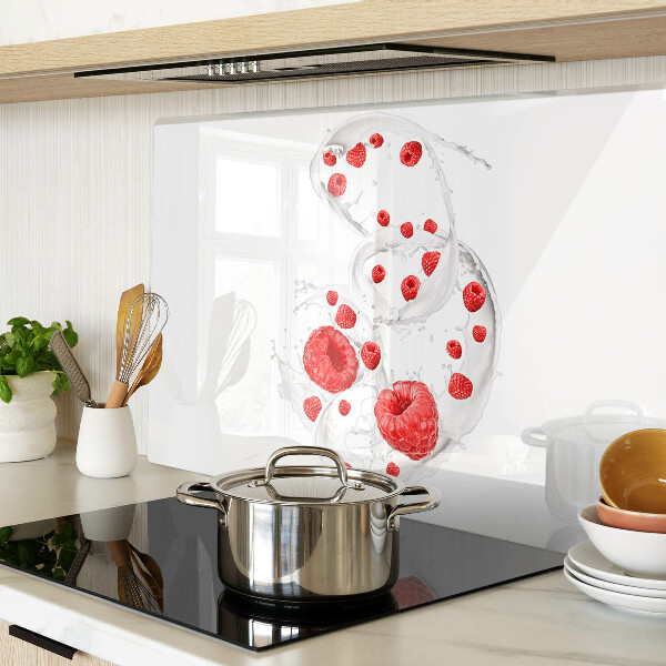 Tagliere in vetro temperato con stampa raffigurante bollicine di lampone in acqua