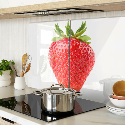 Tagliere in vetro temperato con stampa di fragole su sfondo bianco