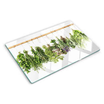 Tagliere in vetro temperato Erbe essiccate sullo spago